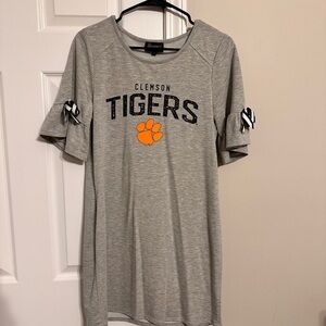 Women's Gameday Heathered Gray Clemson Tigers No Rules Ruffle Sleeve Dress sz S
